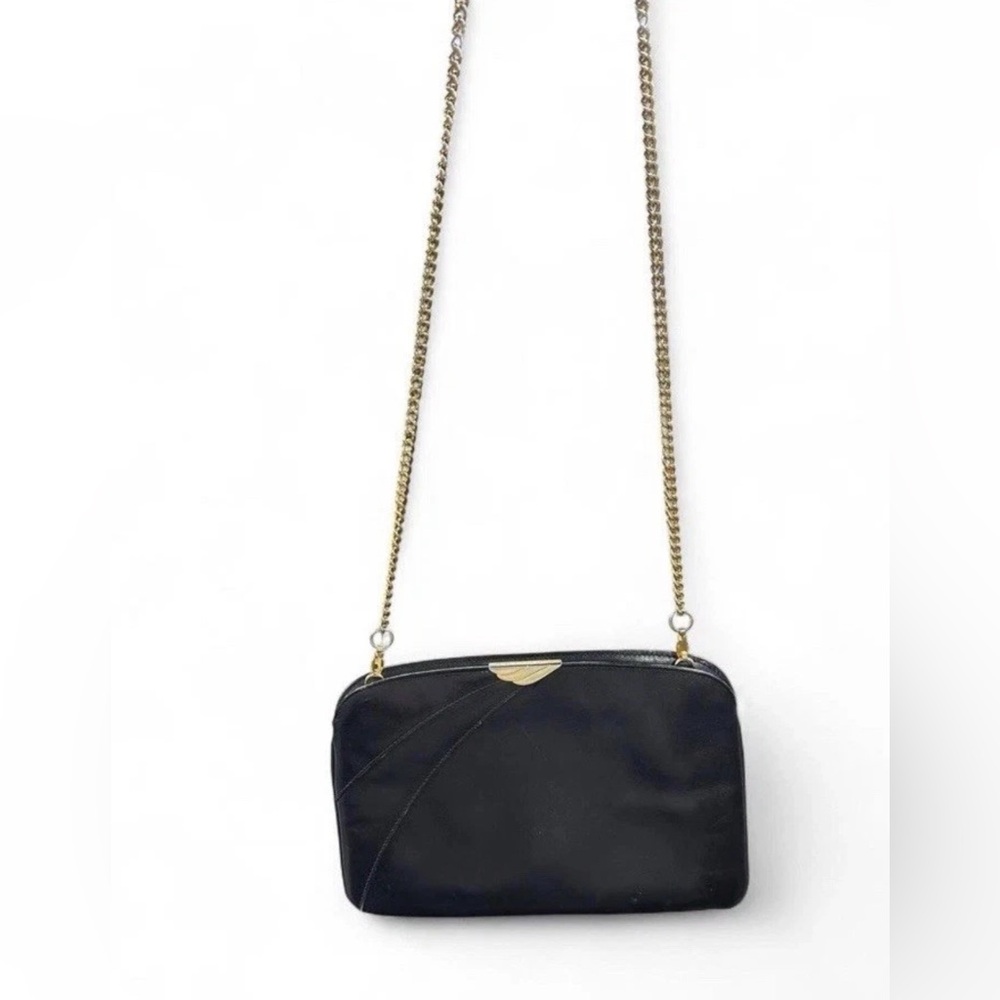 Salvatore Ferragamo Black Leather gold chain bag purse vintage with dust bag